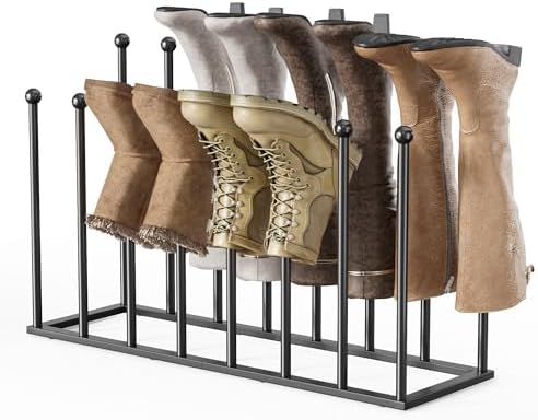 Freestanding Boot Rack, Shoe Storage Organizer Fit for 8 Pairs, Black by pickpiff