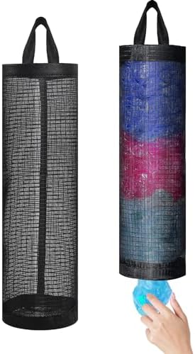 2 Pcs Plastic Bag Holders for Grocery Bags Hanging Mesh Dispenser Organizer by OWMOSYX