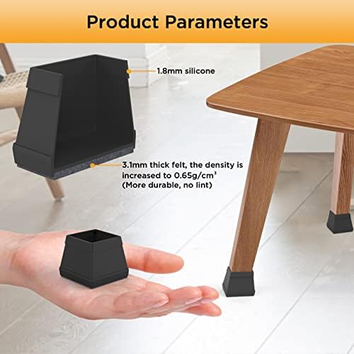 16 PCS Square Chair Leg Floor Protector, 1 1/2 in Black. - Image 5