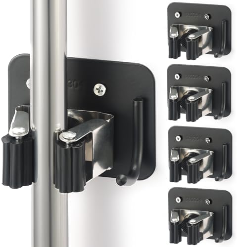 Broom Holder Wall Mount Rack, 304 Stainless Steel Mop and Tool Organizer by Unknown