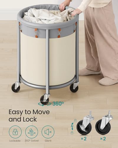 SONGMICS Laundry Basket with Wheels, 29 Gal., Steel Frame, Removable Bag - Image 6