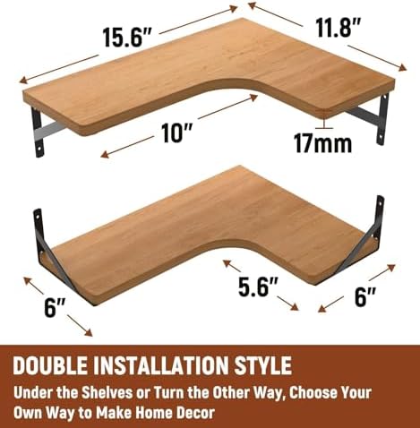 LEOPO Corner Floating Shelves Wall Mounted Set of 6, Corner Wall Shelves - Image 3