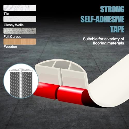 Floor Cord Cover Cable Cavity Self Adhesive Cord Hider Floor 10FT Floor Cable Management Power Cord Protector Floor Electric Cord Covers for Offices, Gym, Exhibitions (Beige, 1.57" x 10') - Image 4
