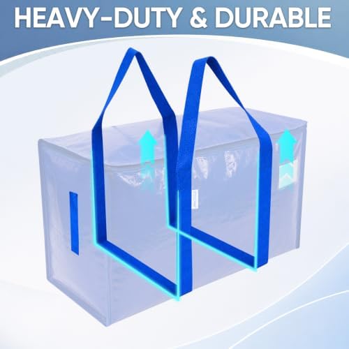 TICONN 48 Pack Extra Large Moving Bags Heavy Duty with Zippers & Carrying Handles, Durable Storage Bags Moving Boxes for Closet Organizers and Storage (48 Pack, Blue) - Image 6