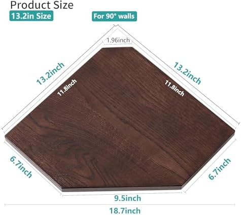 Corner Wall Shelves Set 2 Wire Hole Solid Oak Wood Display Shelf ,Walnut - Image 3