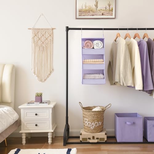 GRANNY SAYS 3-Shelf Hanging Closet Organizer, Foldable Storage, Purple - Image 2