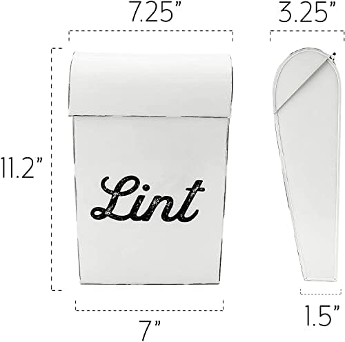AuldHome Design Farmhouse Enamelware Lint Holder Bin; Distressed White Laundry Room Decor - Image 6