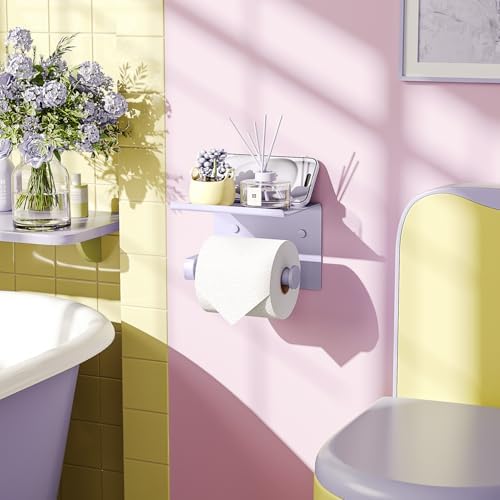 Toilet Paper Holder with Shelf Wall Mounted Toilet Paper Roll Dispenser - Image 2