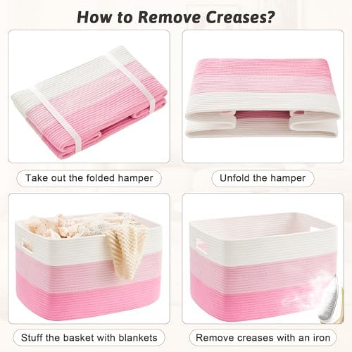 Artfeel Blanket Basket,Rectangle Woven Baskets for Storage,30L Laundry Basket for Decorative Nursery Blanket,Toys,Dirty Clothes and Magazine in Shelves,Baby Room,and Living Room - Image 7