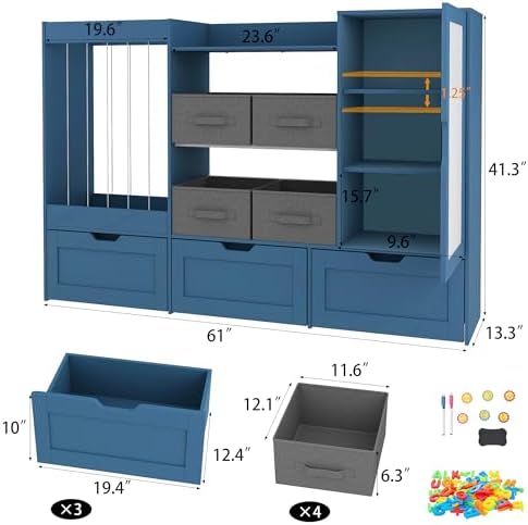 61" W Wooden Kids Toy Storage Organizer with Stuffed Animal Storage - Image 2