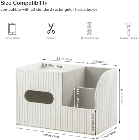 PU Leather Tissue Box Cover with Storage Tray, Cube Facial Tissue Holder - Image 3
