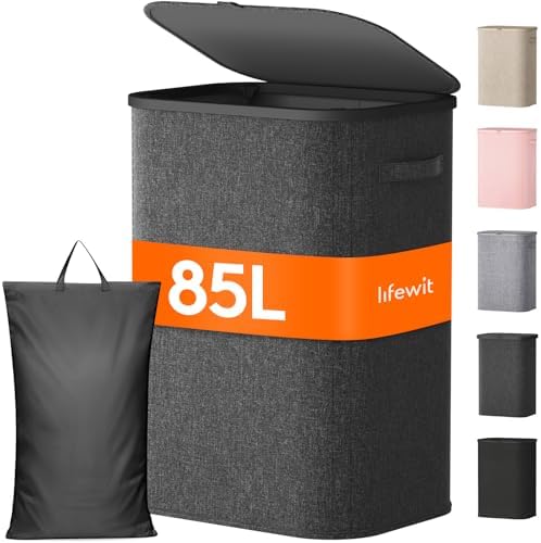 Lifewit 85L Large Laundry Hamper with Lid, Removable Inner Bag, Dark Gray by Lifewit