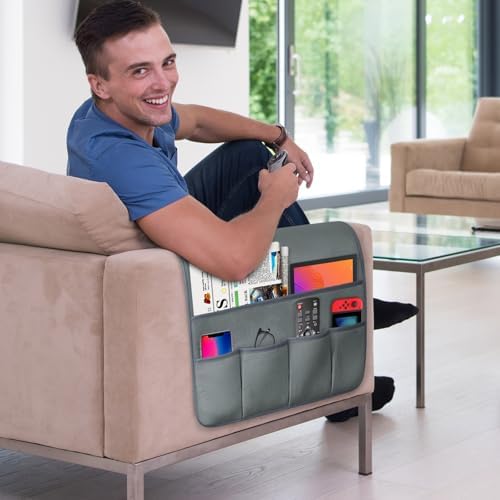 Remote Control Holder for Armchair Caddy, Remote Holder with 5 Pockets - Image 2