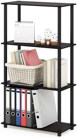 Furinno Turn-N-Tube Toolless 4-Tier Storage Shelves, Walnut by Furinno-FitsYourSpaceFitsYourBudget
