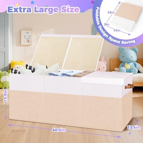 Extra Large Toy Storage Box with Lid, Collapsible Toy Chest, 40"x14"x16" - Image 5