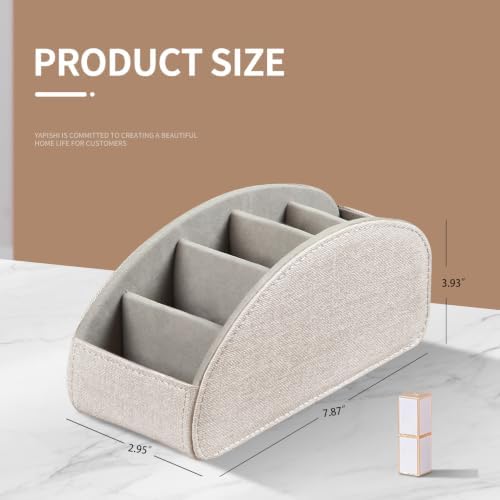 Remote Control Holder PU Leather TV Remote Caddy for Table 5 Compartments - Image 4
