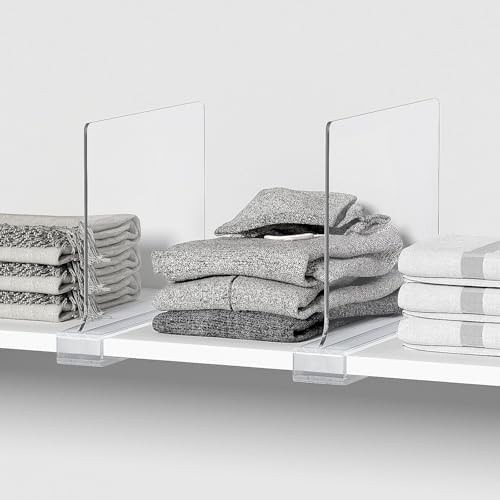 8 PCS Shelf Dividers for Closet Organization Acrylic Clear Closet Shelf Divider for Wooden Shelving Suitable for Wooden or Vertical Shelves Or Bedroom, Kitchen and Office - Image 4