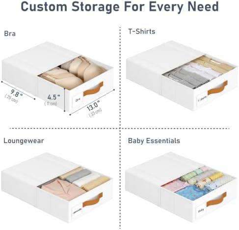 DIMJ Underwear Drawer Organizer, Stackable Bra Organizer for Closet 2 Pack, Bra Storage With Fabric Storage Drawers, Collapsible Closet Organizers for Clothes, Socks, Bra, Scarf, Baby Clothes, White - Image 2