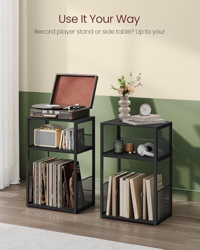 VASAGLE 3-Tier Record Player Stand, Vinyl Record Storage up to 100 Albums - Image 6
