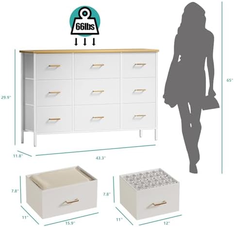 VASICAR Wide TV Stand Modern TV Console, 9 Drawers Dresser for Bedroom - Image 3