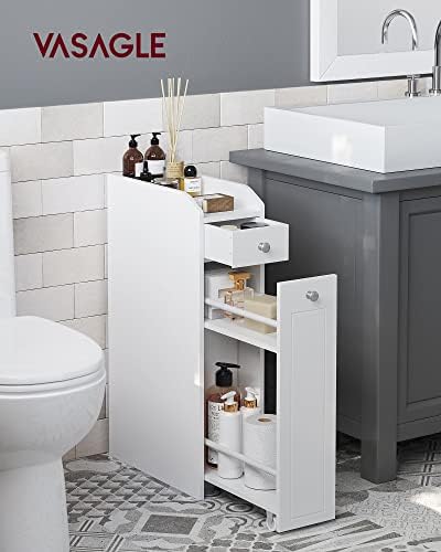VASAGLE Small Bathroom Storage Cabinet, with Slide Out Drawers，Cloud White - Image 2