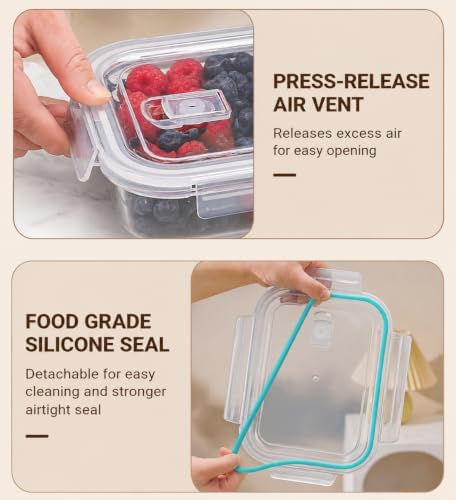 2 Pack 56oz Glass Berry Container for Fridge,with Removable Colander and Vent Valve,Fresh Fruit and Vegetable Storage Set - Image 5