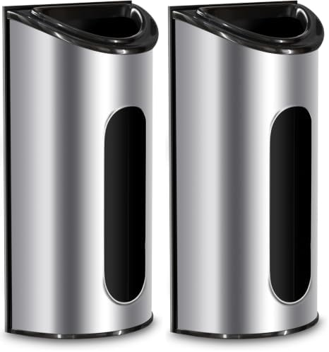 Utopia Kitchen Wall-Mounted Stainless Steel Grocery Bag Holder & Dispenser, Space-Saving Plastic Bag Holder for Kitchen, Pantry or Cabinet, Reusable Plastic Bag Organizer, Silver (Pack of 2) by UTOPIAKITCHEN
