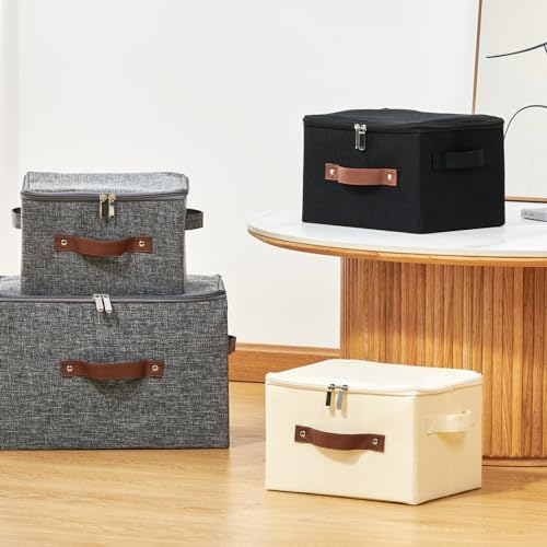 4PCS Storage Bins with Zipper Lids Decorative Lidded Basket Box - Image 6