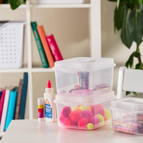 Sterilite Square Small FlipTop, Clear Plastic Storage Box, 48-Pack - Image 7