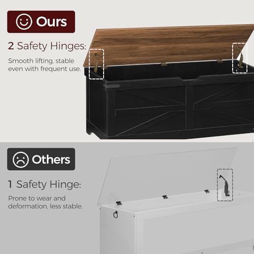 MAHANCRIS Large Toy Chest, 47.2" Wooden Toy Box with 2 Safety Hinges - Image 5