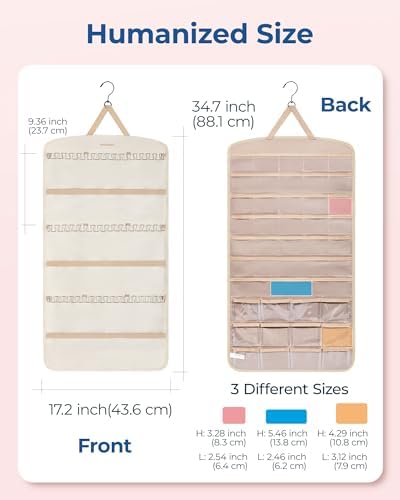 BAGSMART Hanging Jewelry Organizer, Necklace Holder, Extra Large Beige - Image 5
