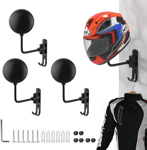 Helmet Hanger Wall Mount 180° Swivel Helmet Holder for Motorcycle Bike Racing Outerwear Sports Gear by LIFXIZE