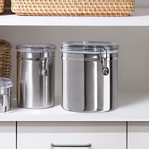 Oggi Stainless Steel Kitchen Canister 152 fl oz - Airtight Clamp Lid, Clear See-Thru Top - Ideal for Kitchen Storage, Food Storage, Pantry Storage. Jumbo Size 8" x 8". - Image 6