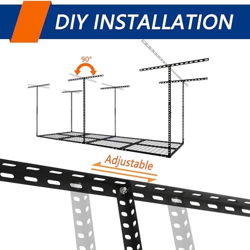 Overhead Garage Storage Rack,Heavy-Duty Garage Shelving System Creates Dry Storage,600LB Rated & Height Adjustable Ceiling Organizer - Image 7