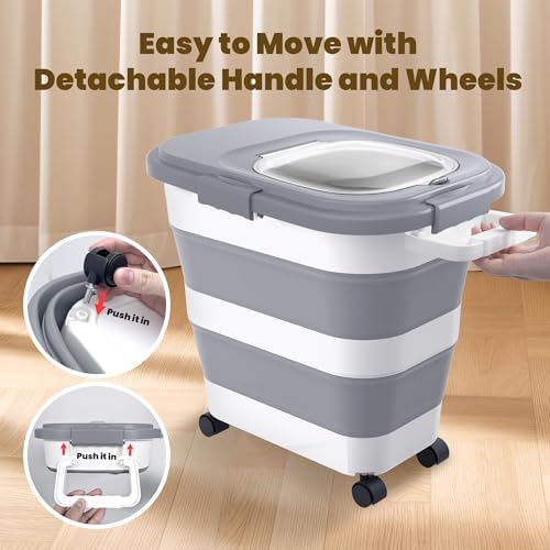 HOYTAMDA 25-35Lbs Collapsible Rice Container,Food Storage Containers Wheels - Image 4