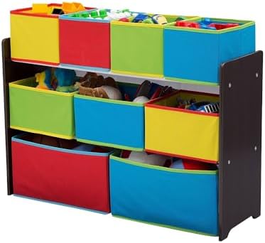Delta Children Deluxe Multi-Bin Toy Organizer with Storage Bins, Dark Chocolate/Primary Colored Bins - Image 5