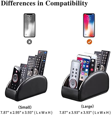 All-in-One Leather TV Remote Control Holder Black with 5 Compartments Nightstand Desktop DVD Media Player Remote Caddy Storage Box Organizer Tray For Makeup Brush Pen Stationary Table Controllers - Image 3