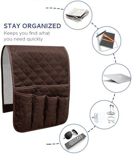 Armchair Caddy for Recliner, Non Slip Sofa Arm Organizer, Dark Brown - Image 4