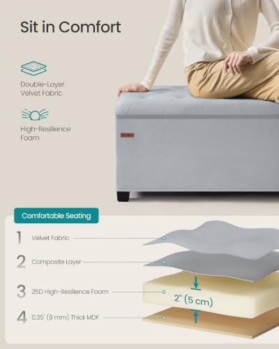 SONGMICS Storage Ottoman Bench, Foot Rest with Legs, Load up to 661.4 lb - Image 5