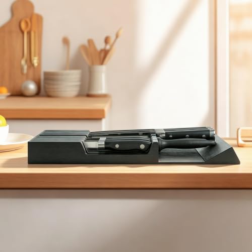 Utoplike Bamboo Knife Drawer Organizer, In-drawer Knives Block for Kitchen - Image 7