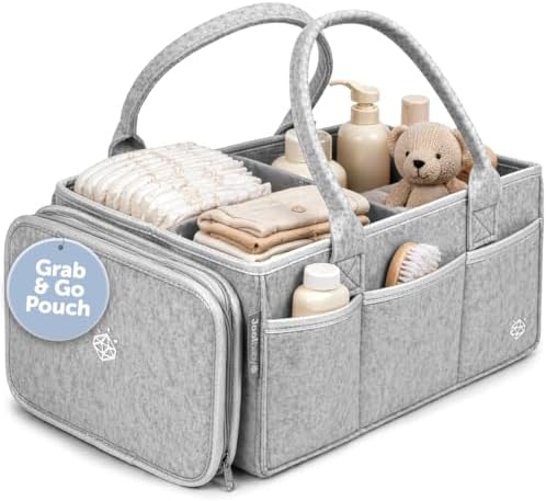 Jool Baby Tag-Along Diaper Caddy – Nursery Storage Organizer for Newborn Essentials – Lightweight & Portable, Large Capacity (Gray) by Unknown