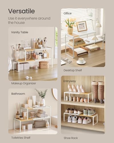 SONGMICS HOME Spice Rack, Expandable Cupboard Shelf Orgnizer,Bamboo - Image 6