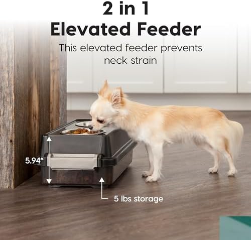 IRIS USA Elevated Dog Bowls 6" H, up to 5 lb Storage, Smoke, Made in USA - Image 5