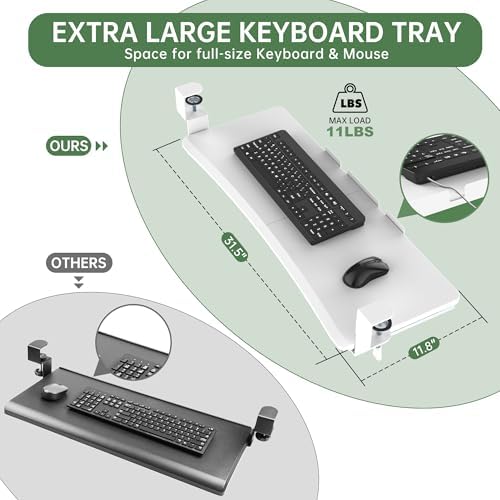 UPGRAVITY Extra Large Keyboard Tray Under Desk White - Image 3