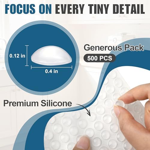 FATLODA 500PCS Cabinet Bumpers, Clear Rubber Bumpers Self Adhesive - Image 2