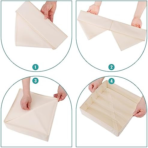 Bra Storage Drawers Organizer for Clothing Underwear Drawer Organizer Dividers Foldable Storage Cube Bins for Bra,Socks, Underwear,3 Pack （Creamy-White） - Image 3