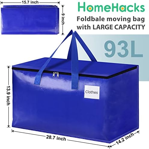 HomeHacks Moving Bags, 93L-6 Pack Heavy Duty Moving Totes - Image 2