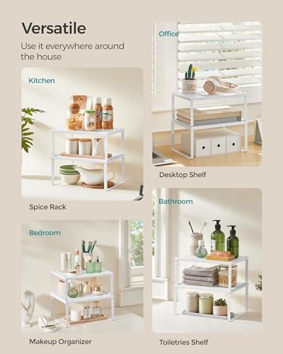 SONGMICS Set of 4 Metal Spice Racks, Stackable Expandable Shelf Risers - Image 5