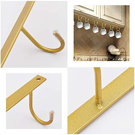MOCOUM Under Cabinet Metal Mug Holder - Iron Hanging Rack for Coffee Cups and Kitchen Utensils Display (Gold, 3) - Image 4