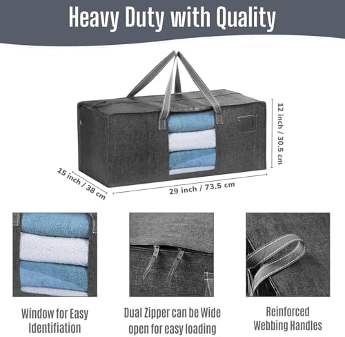 VENO Heavy Duty Moving Bags, Storage Bags, Clear Window, Gray, 6 Pack - Image 3